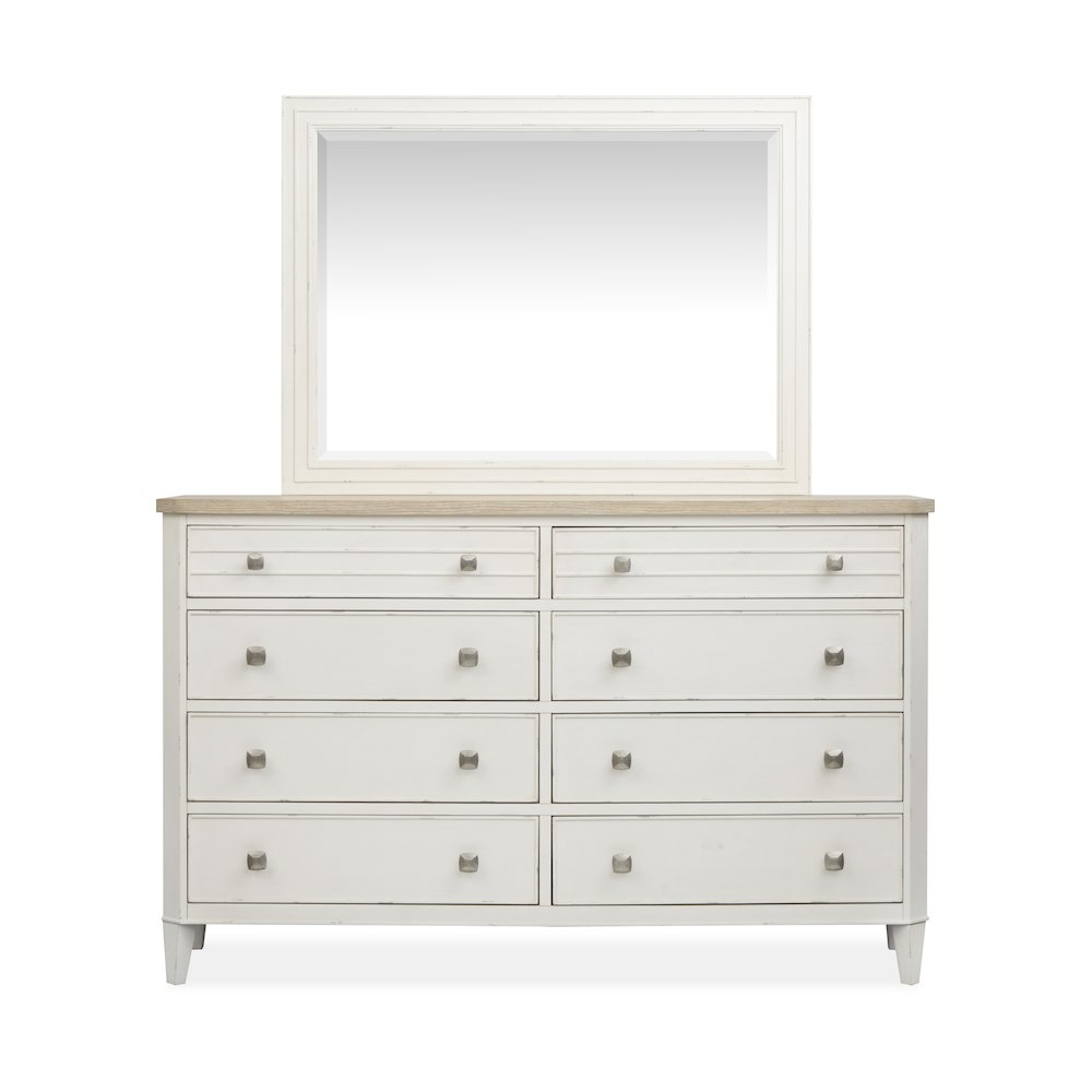 Echo Isles Sea Pearl And Driftwood Double Drawer Dresser With Landscape Mirror