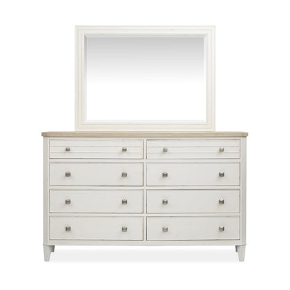 Echo Isles Sea Pearl And Driftwood Double Drawer Dresser With Landscape Mirror