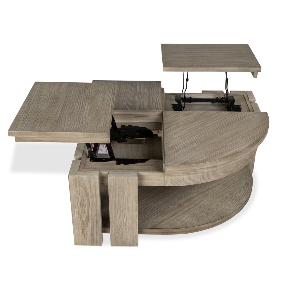 Conrad Stone Harbor Grey Pie Shaped Lift Top Cocktail Table With Casters