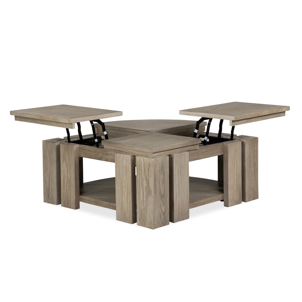 Conrad Stone Harbor Grey Pie Shaped Lift Top Cocktail Table With Casters