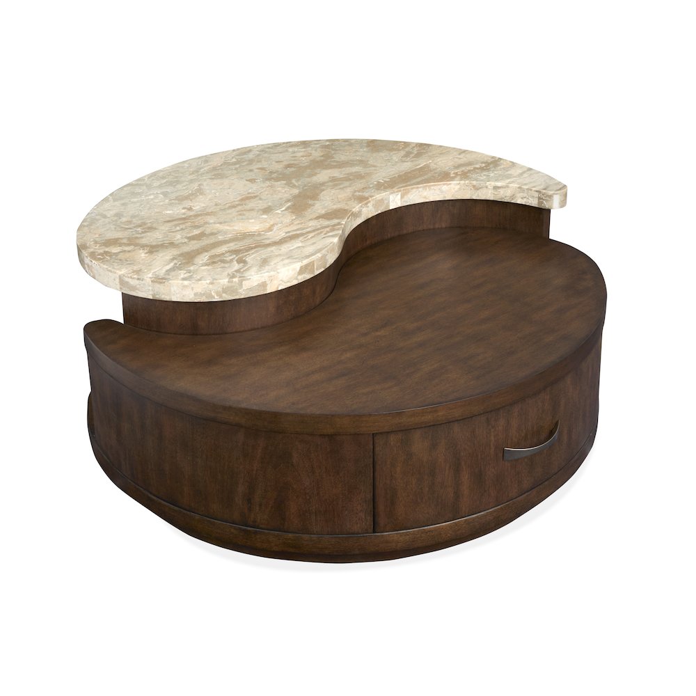 Mcpherson Burnt Umber Round Cocktail Table With Casters