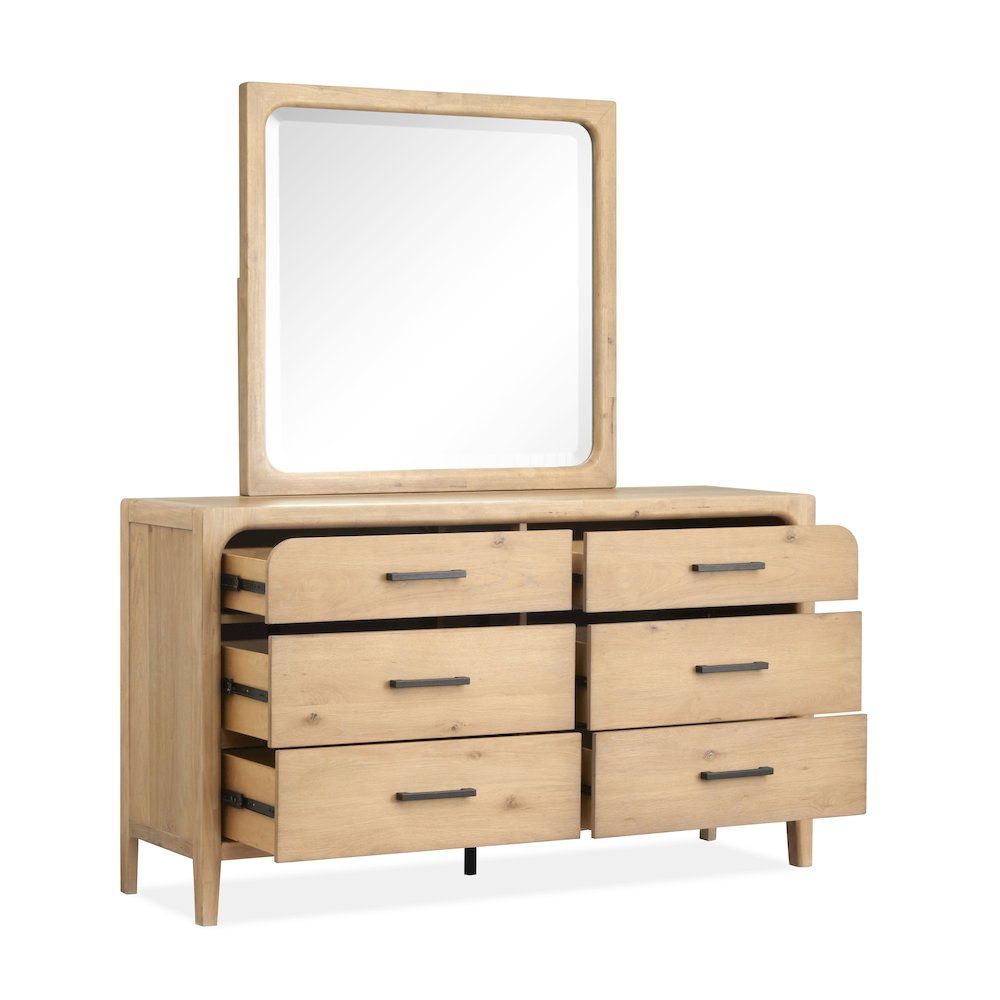 Somerset Butternut Double Drawer Dresser With Landscape Mirror
