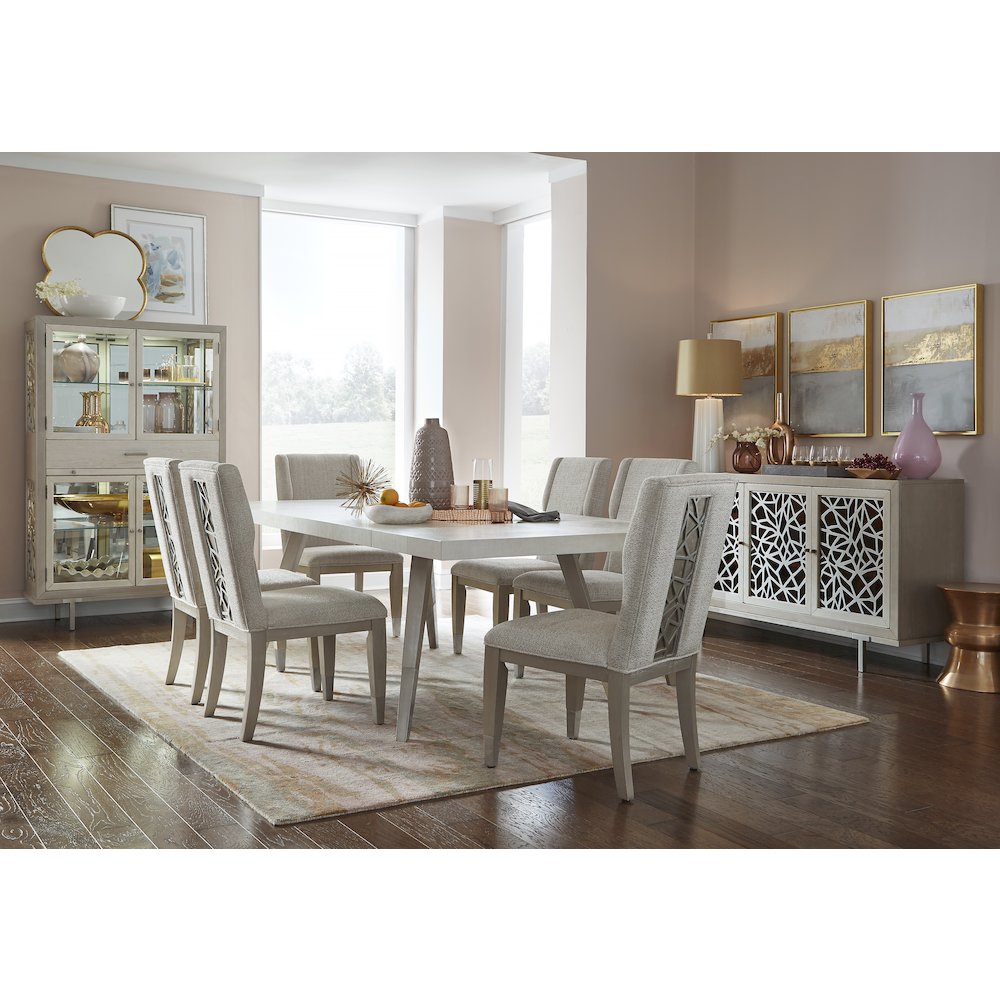 Lenox Warm Silver And Acadia White Display Cabinet