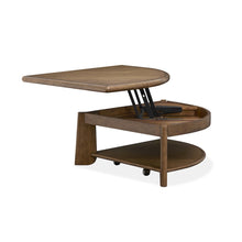 Tanner Tawny Brown Pie Shaped Lift Top Cocktail Table With Casters
