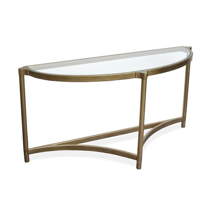 Cassidy Aged Brass And Volakas Classic Demilune Sofa Table