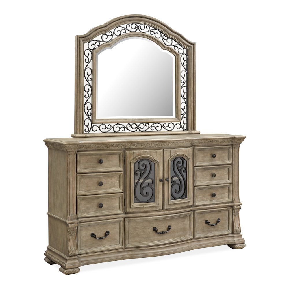 Marisol Fawn Drawer Dresser With Shaped Mirror