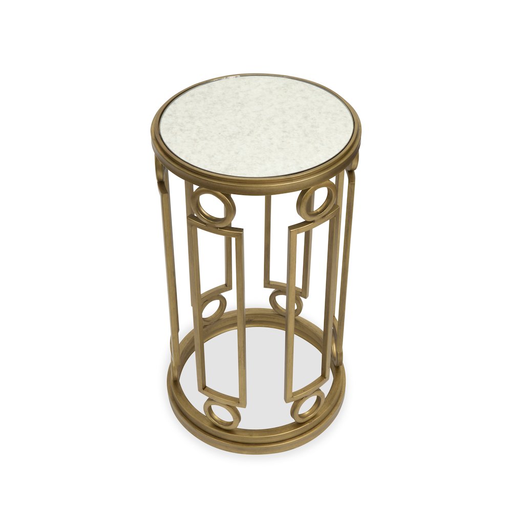 Lorena Burnished Brass Round Accent Table