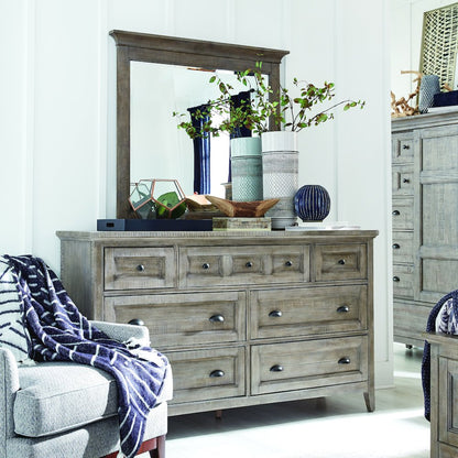 Paxton Place Dovetail Grey Drawer Dresser With Landscape Mirror