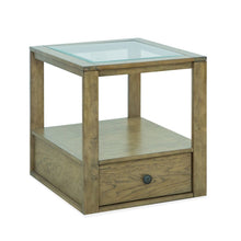 Hardison Warm Stone And Clear Glass Rectangular End Table