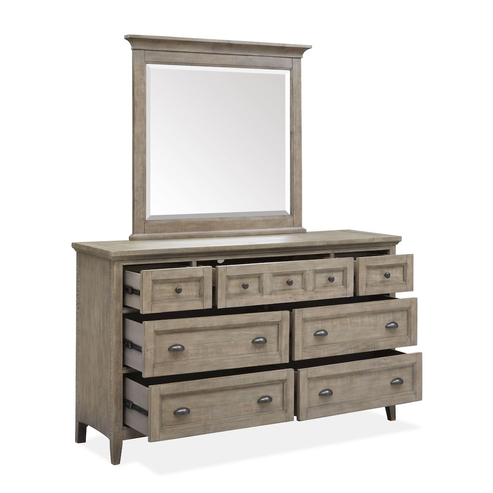 Paxton Place Dovetail Grey Drawer Dresser With Landscape Mirror