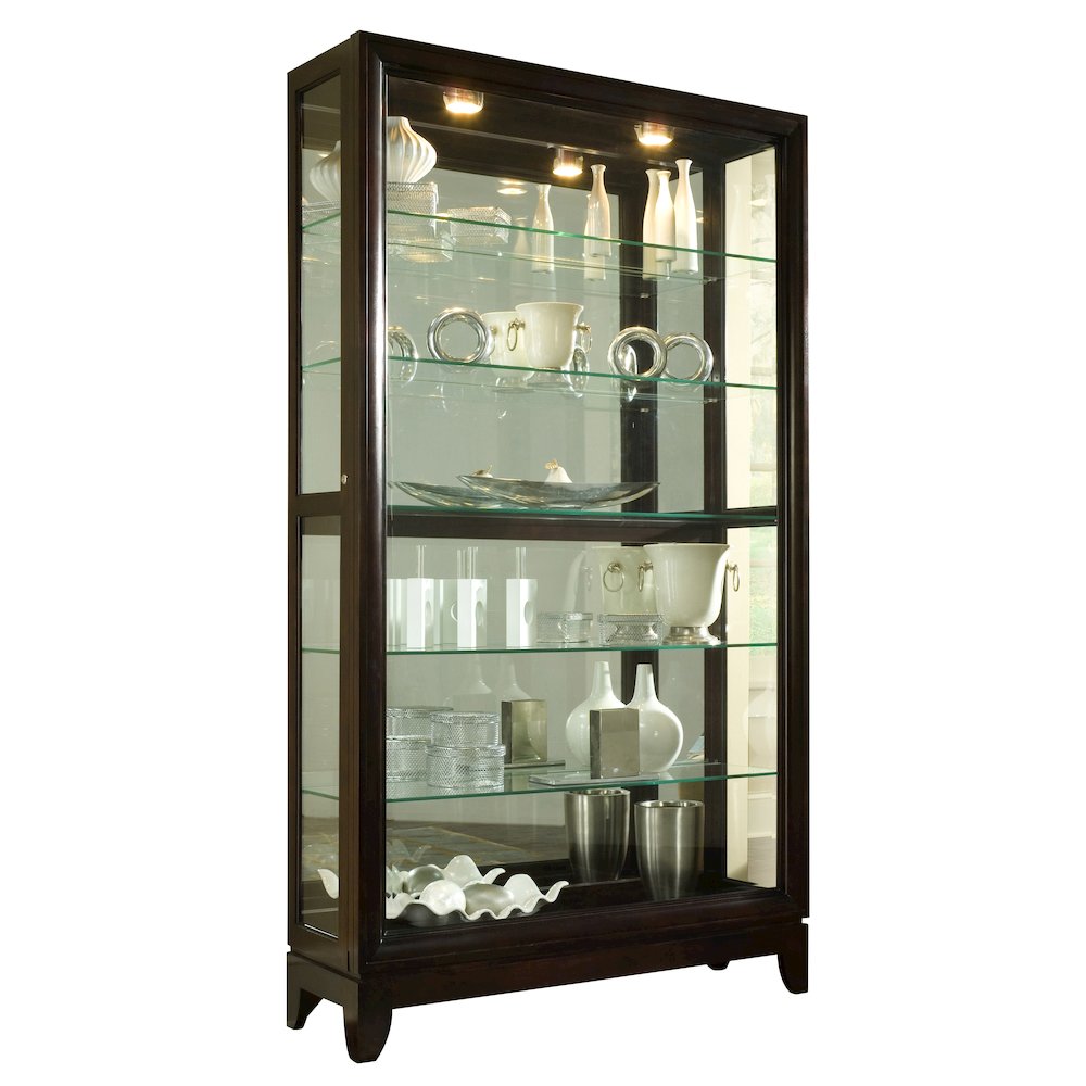 Pulaski Curios Deep Brown Sliding Door 5 Shelf Curio Cabinet