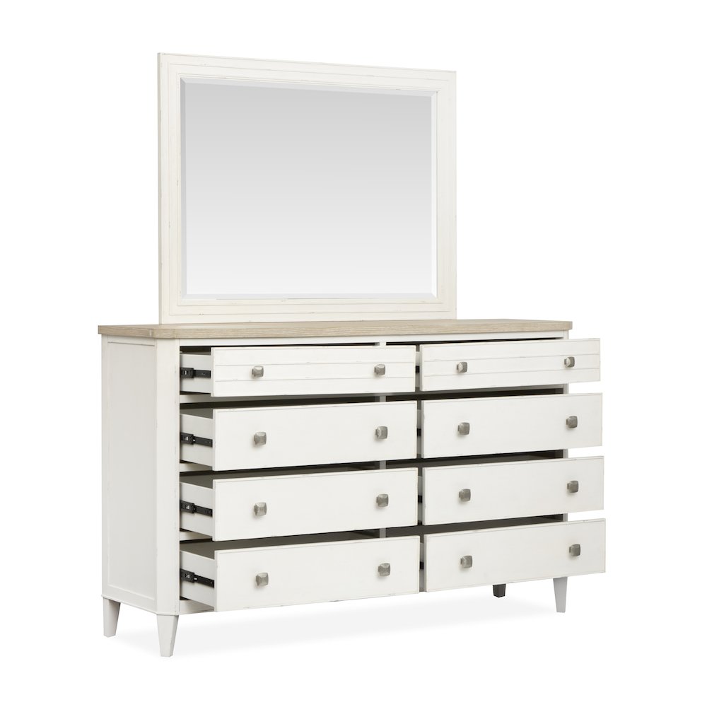 Echo Isles Sea Pearl And Driftwood Double Drawer Dresser With Landscape Mirror