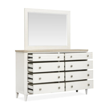 Echo Isles Sea Pearl And Driftwood Double Drawer Dresser With Landscape Mirror