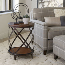 Pinebrook Distressed Natural Pine Round Accent Table