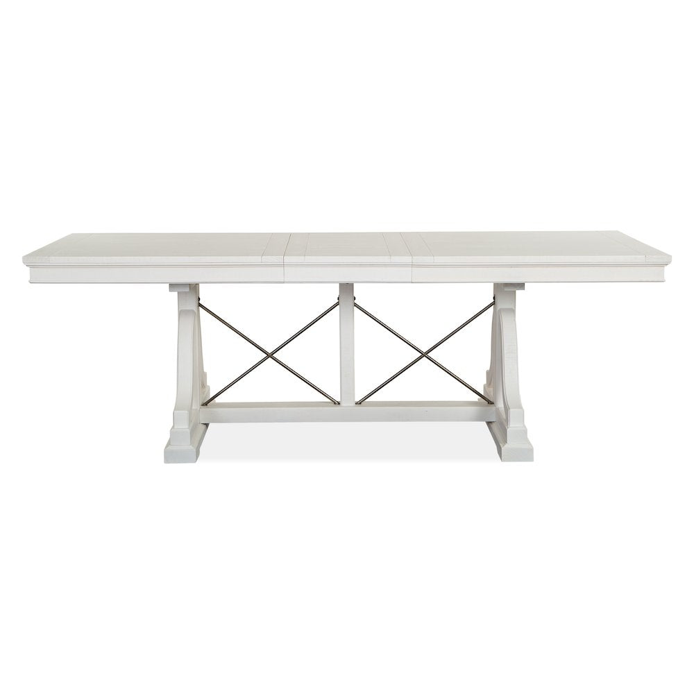 Heron Cove Chalk White And Dovetail Grey Extendable Trestle Dining Table