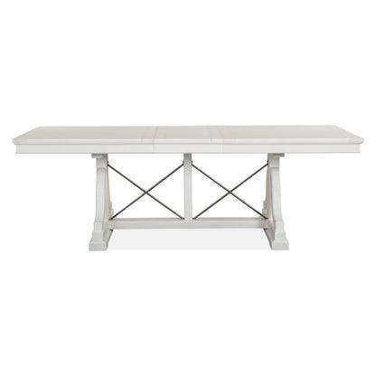 Heron Cove Chalk White And Dovetail Grey Extendable Trestle Dining Table