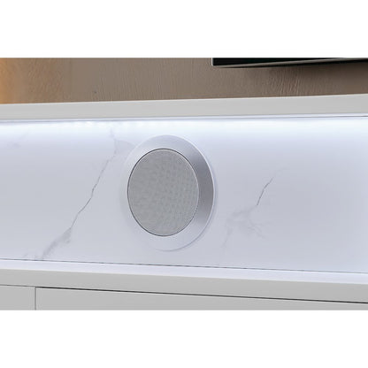 Kira White 87" Entertainment Unit With Bluetooth Speaker And Led