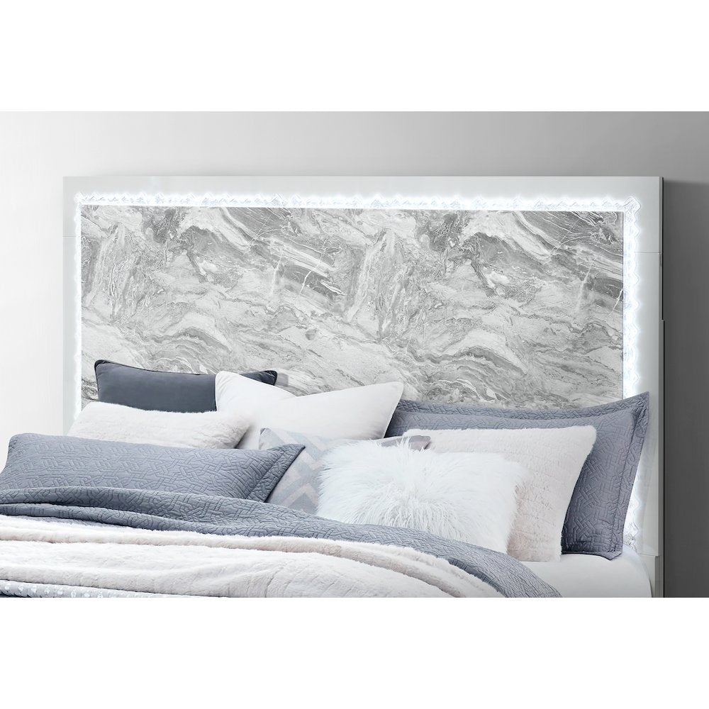 Naomi Silver Marble  Full Bed With Led