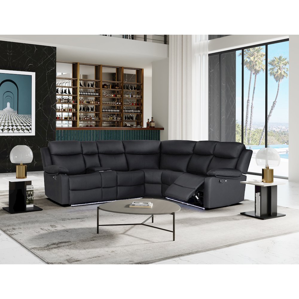 U6026 Black Pu 72A Right Arm Facing Sectional With Led And Speaker
