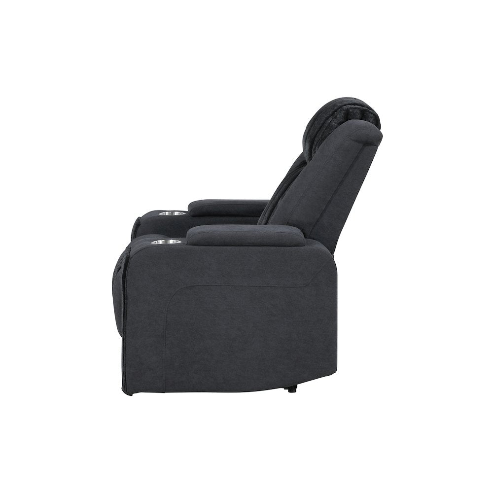 U8000 Black Power Recliner W/ Power Headrest & Led Light