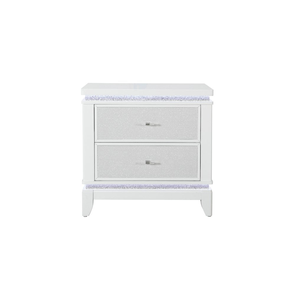 Alina White Nightstand With Led And Usb