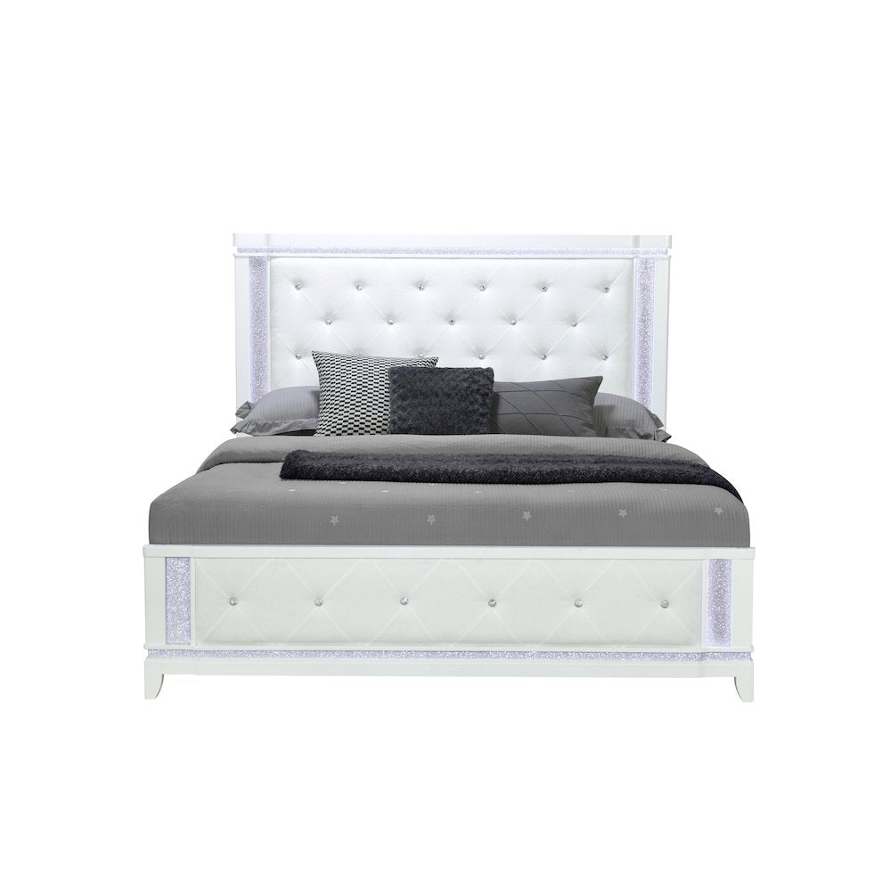 Alina White Full Bed With Led