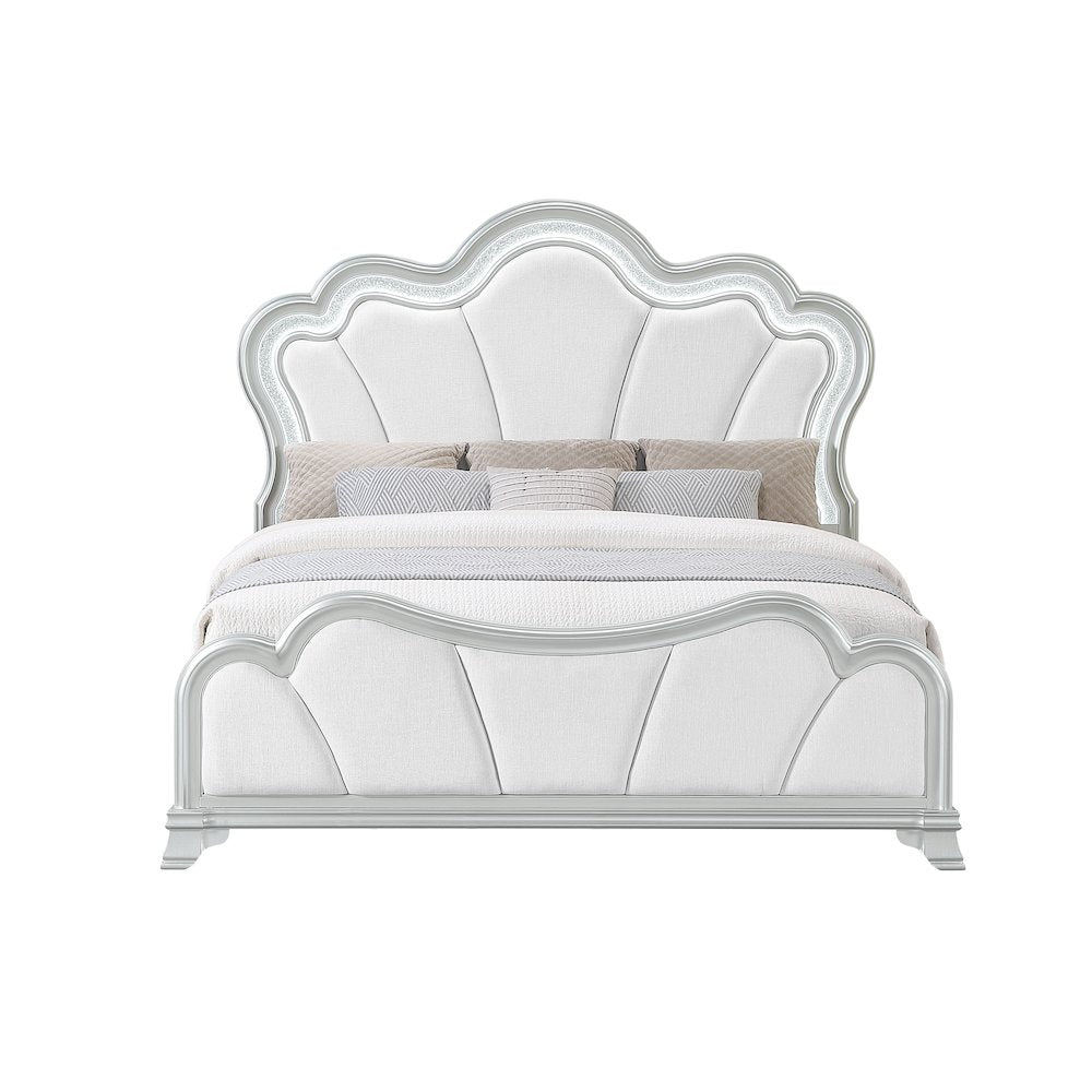 Aria Silver King Bed With Led