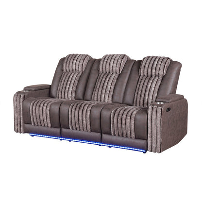 U8000 Brown Pwr Rec Sofa W/Phr, Ddt, Reading Light & Led Light