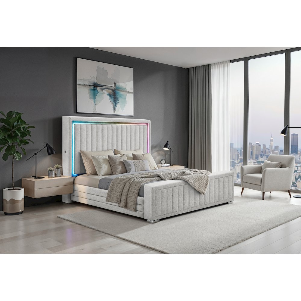 Elias Grey King Bed With Immersive Sound