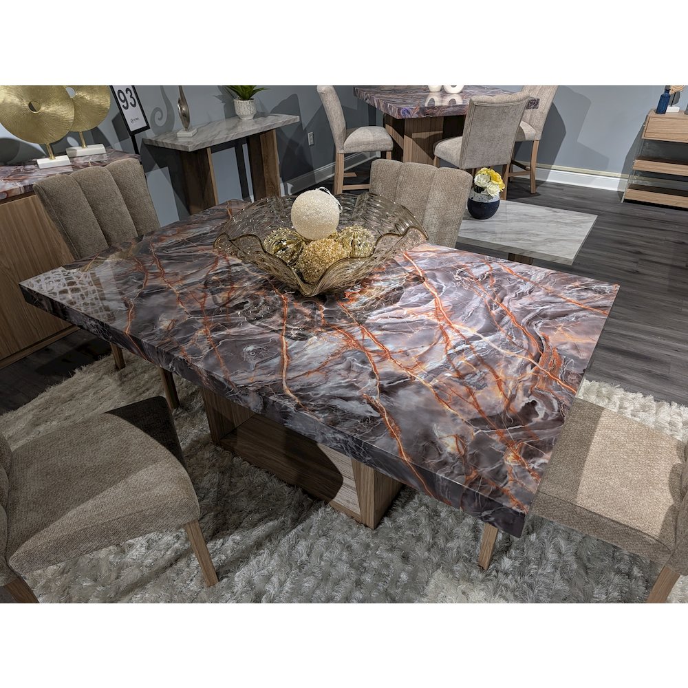 D02 Lava/Black Dining Table And 4 D8683 Beige Dining Chairs