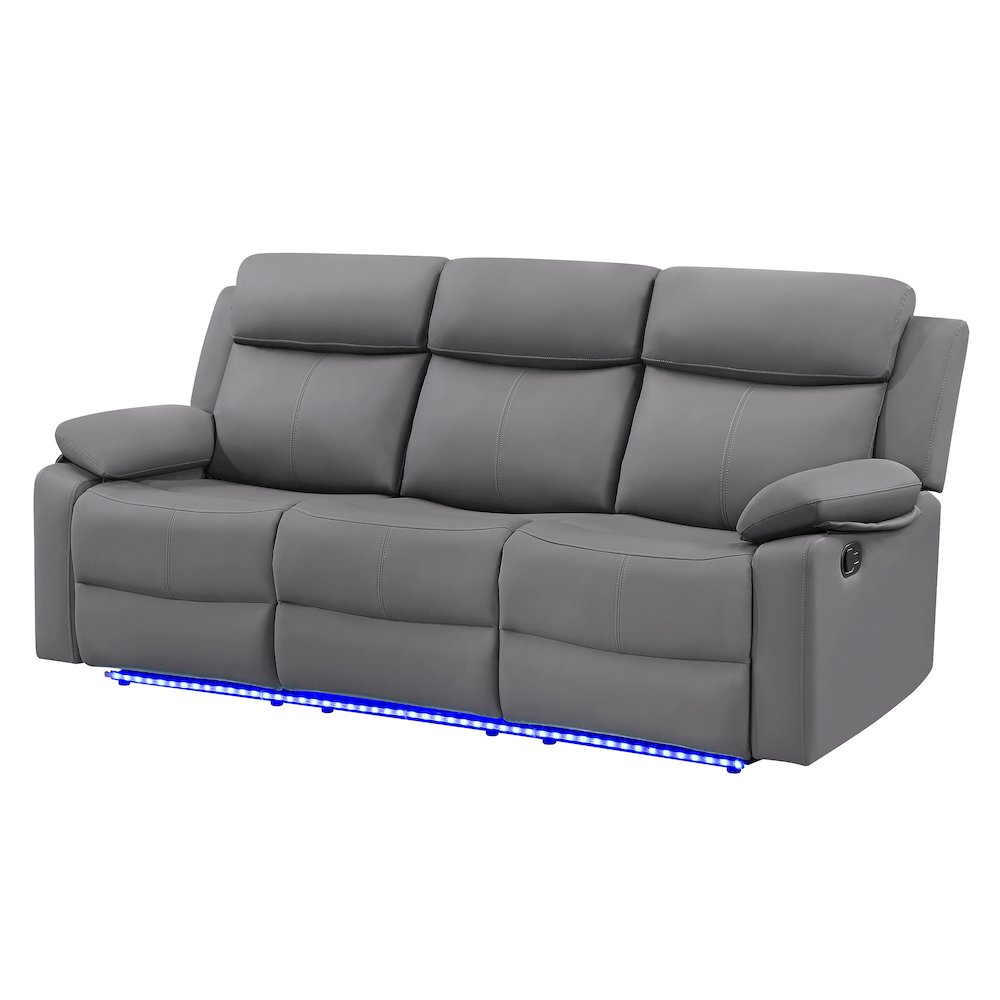 U6026 Grey Pu 46A Reclining Sofa With Led