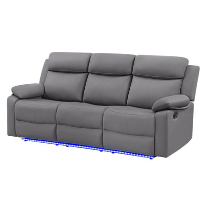 U6026 Grey Pu 46A Reclining Sofa With Led