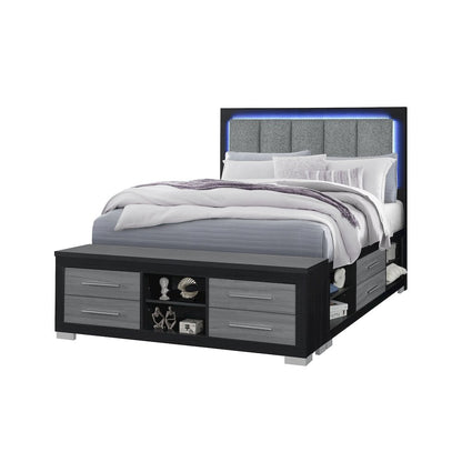 Emma Black/Grey Queen Bed With Led And Usb