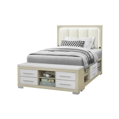 Emma Natural/White Full Bed With Led And Usb
