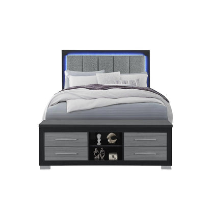 Emma Black/Grey Queen Bed With Led And Usb