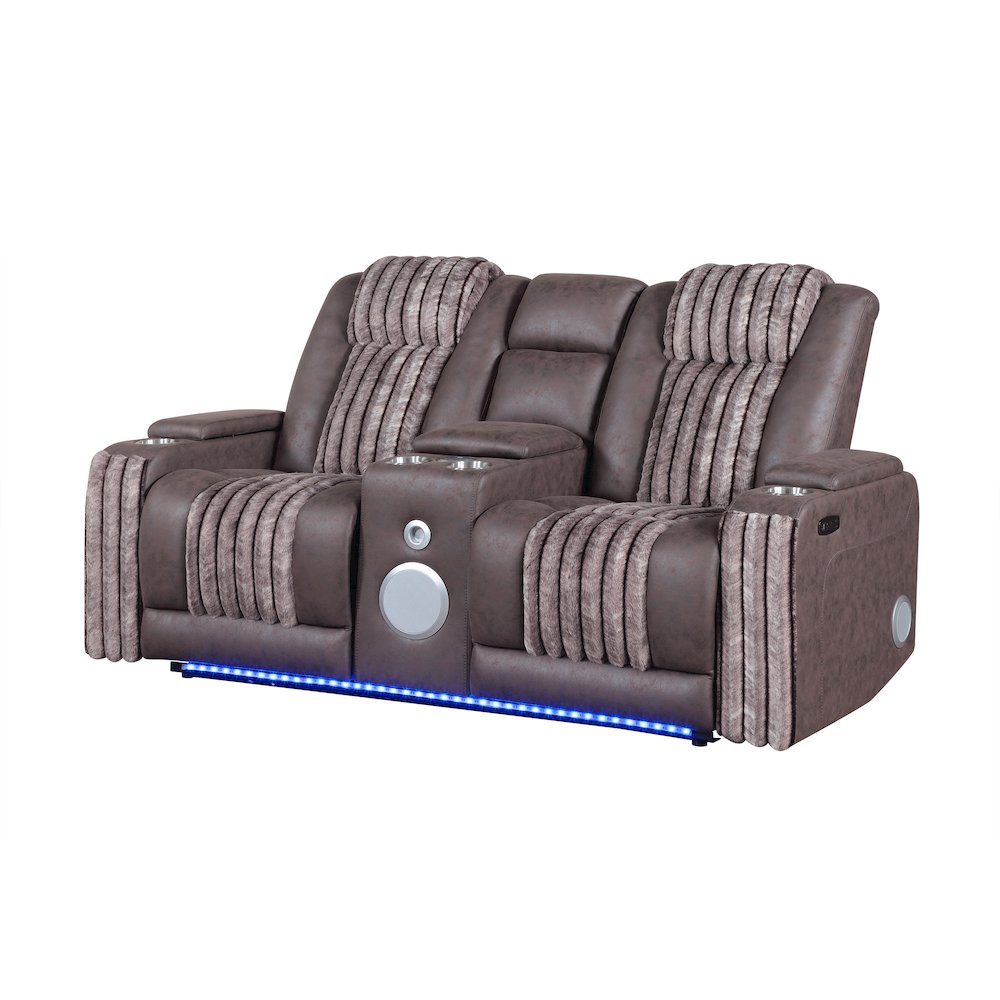 U8000 Brown Pwr Console Rec Loveseat W/Phr, Led And Speaker
