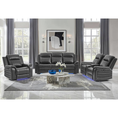 U8879 Blanche Charcoal With Black Welt Power Recliner With Led