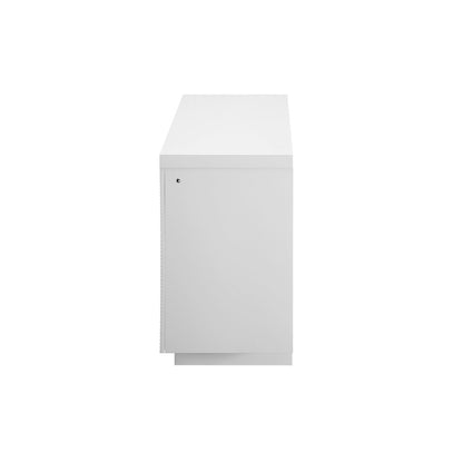 Aileen White 66" Ent Unit W/Led, Speakers, Crystal And Pop-Up Doors