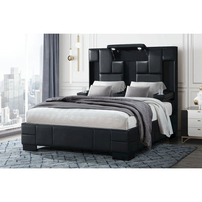 Oscar Black Queen Bed No Wood Trim
