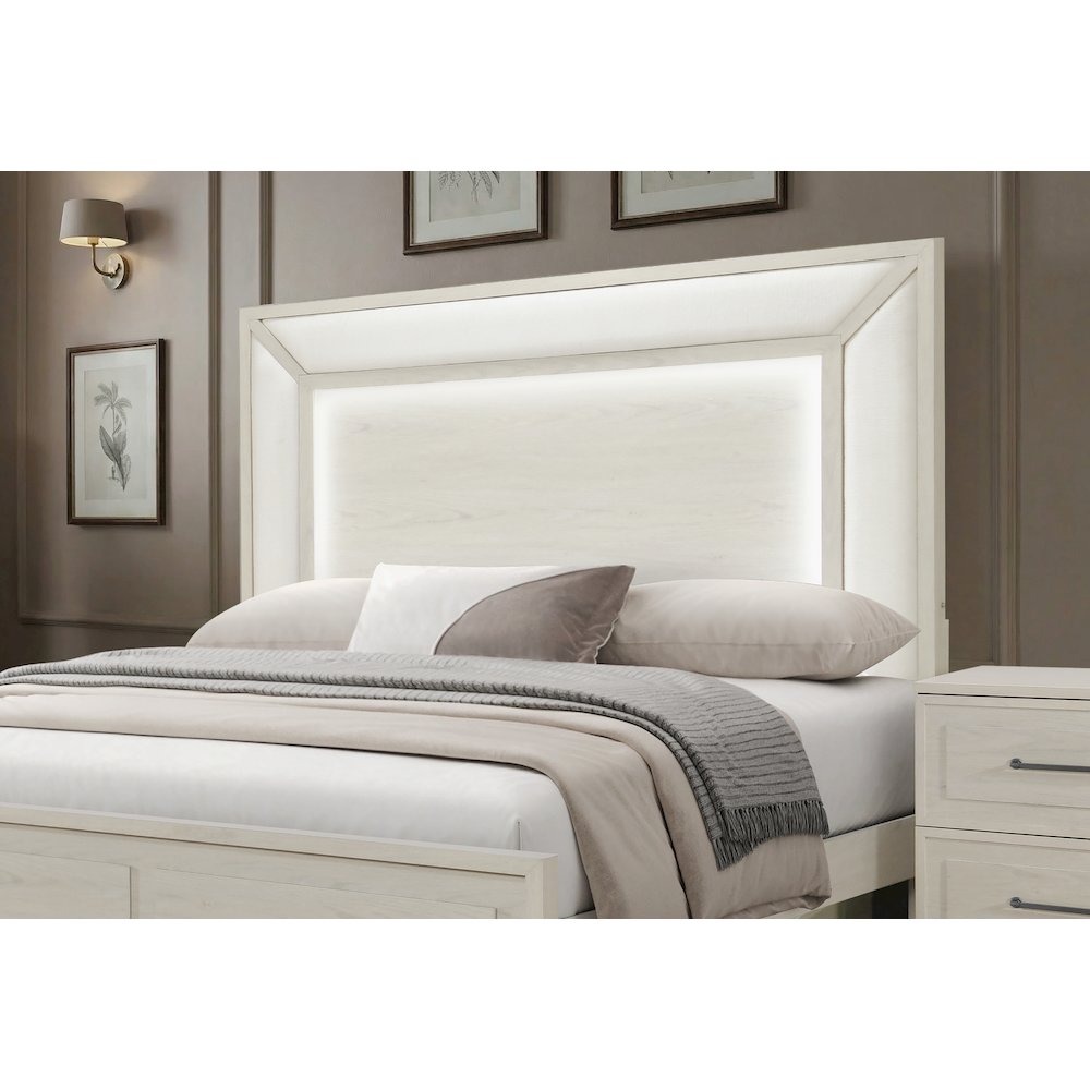 Clara Beige King Bed With Led