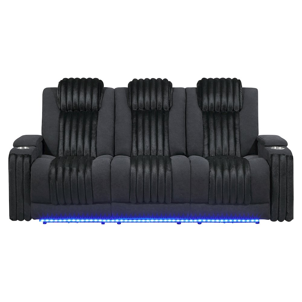 U8000 Black Pwr Rec Sofa W/Phr, Ddt, Reading Light & Led Light