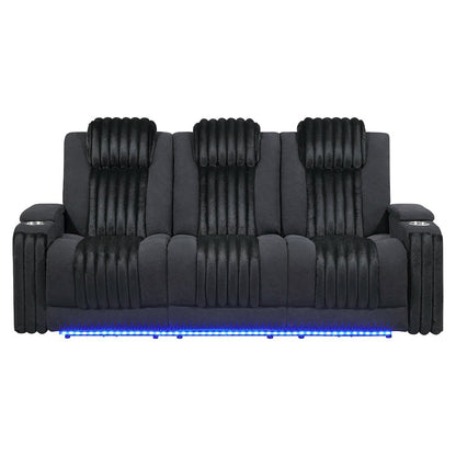 U8000 Black Pwr Rec Sofa W/Phr, Ddt, Reading Light & Led Light
