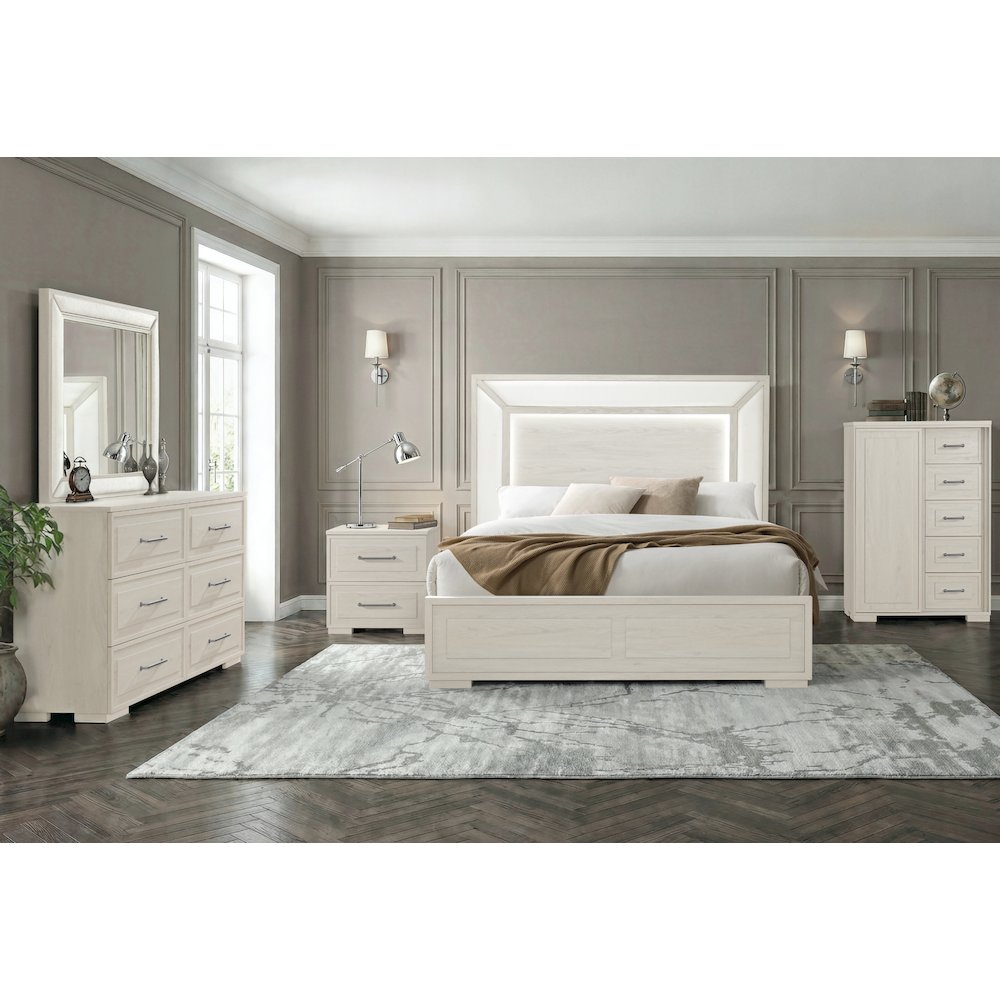 Clara Beige King Bed With Led