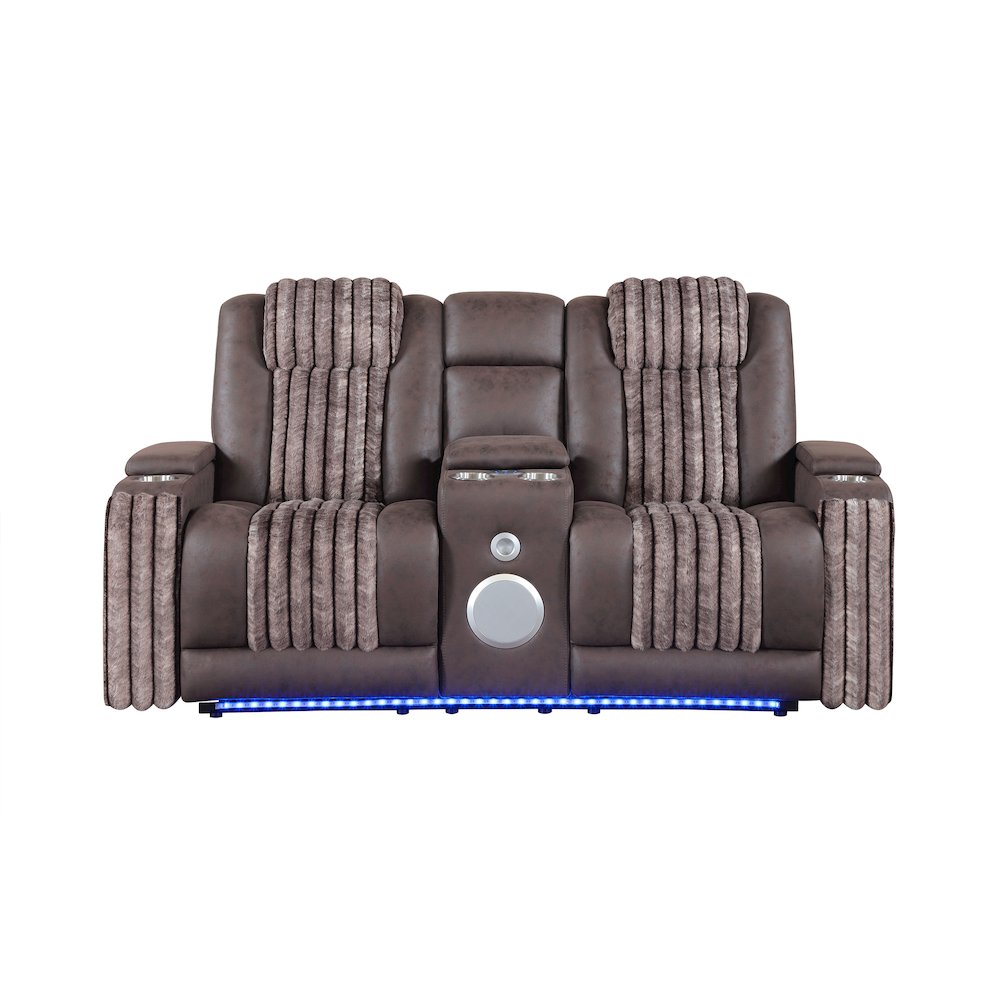 U8000 Brown Pwr Console Rec Loveseat W/Phr, Led And Speaker