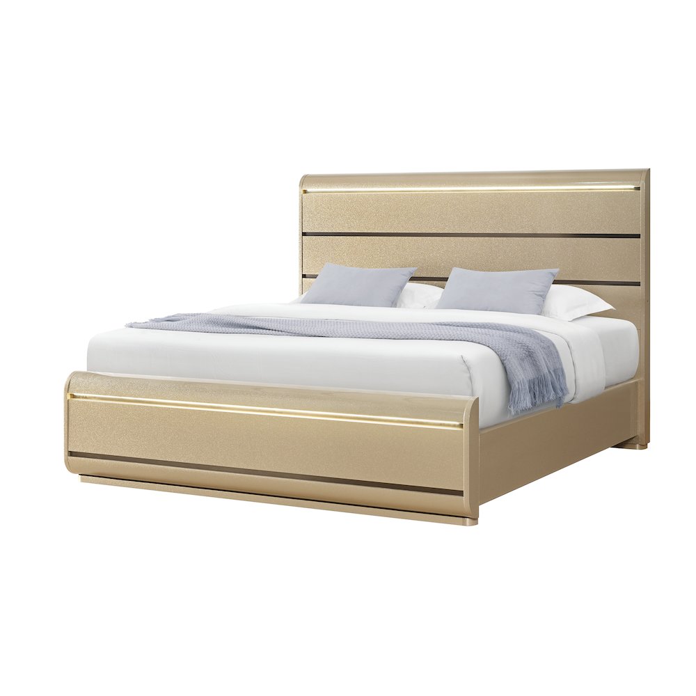 Genesis Gold Queen Bed With Led