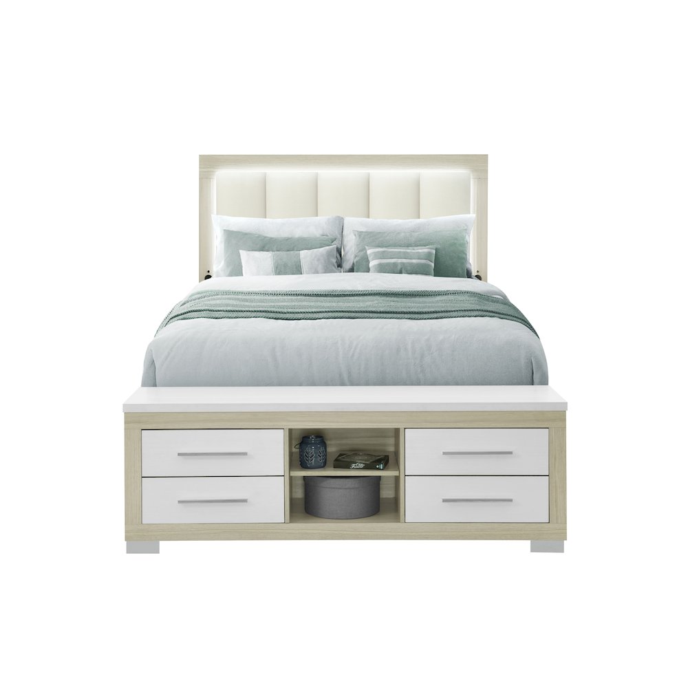 Emma Natural/White Queen Bed With Led And Usb