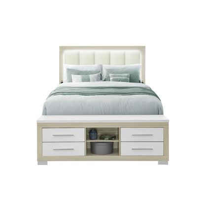 Emma Natural/White Queen Bed With Led And Usb