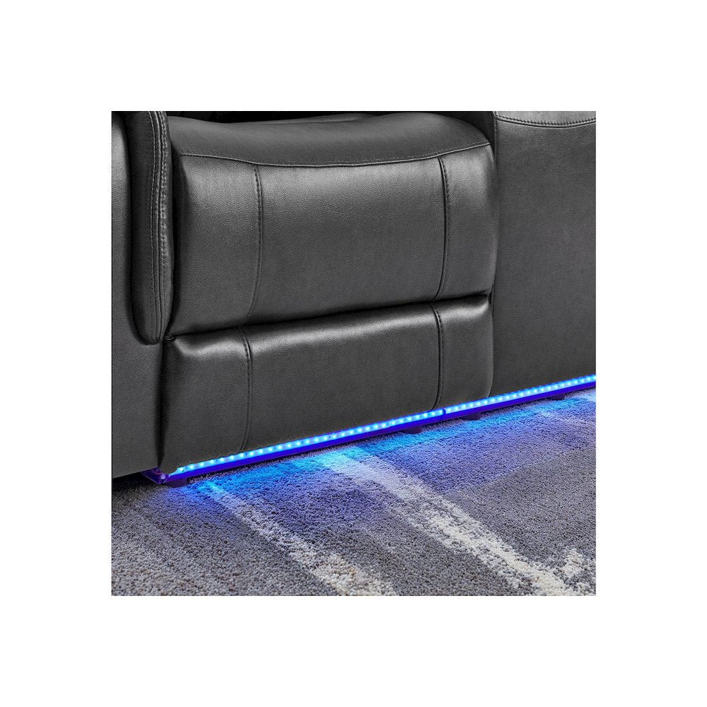 U8879 Blanche Charcoal Pwr Con Rec Ls W/Led, Global Ss & Subwoofer