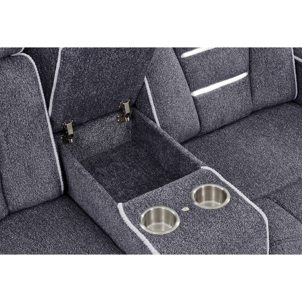 U1895 Grey P2 Console Reclining Loveseat With Is And Led