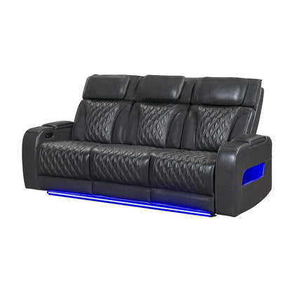 U8611 Blanche Charcoal Power Reclining Sofa With Phr And Led